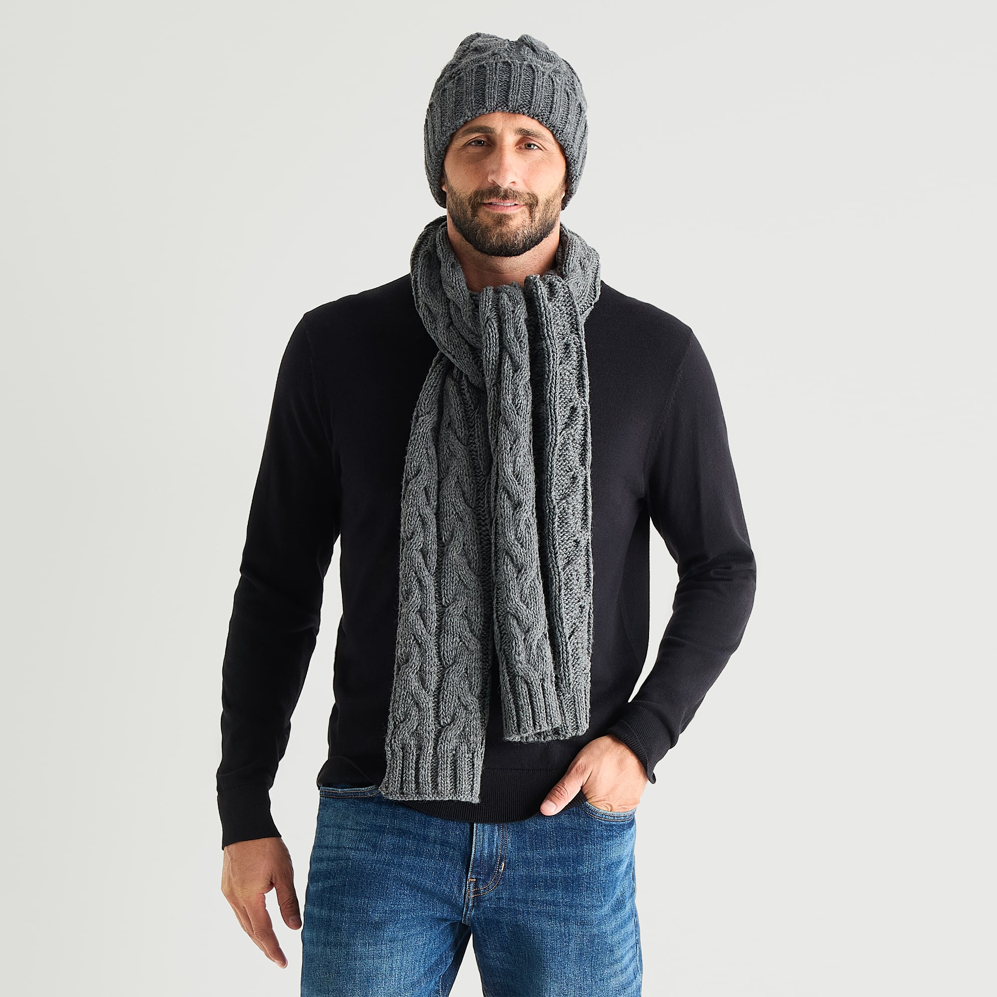 St. John's Bay Cable Beanie & Scarf 2-pc. Cold Weather Set
