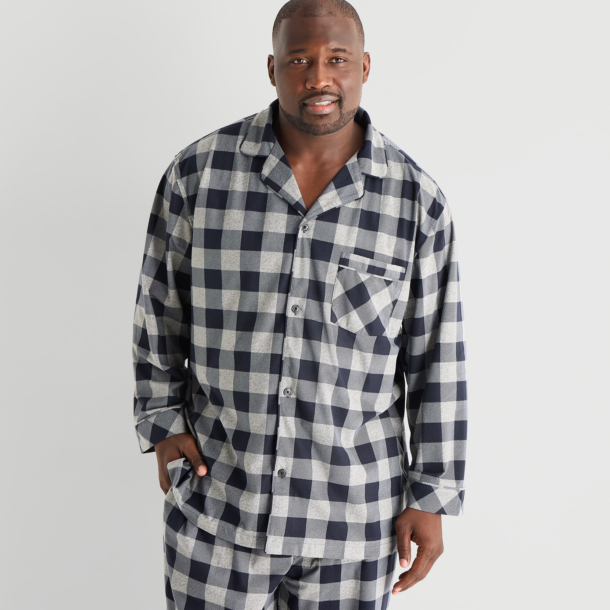 St. John's Bay Mens Fleece Long Sleeve 2-pc. Big and Tall Pajama Set