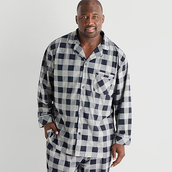 St. John's Bay Mens Fleece Long Sleeve 2-pc. Big and Tall Pajama Set