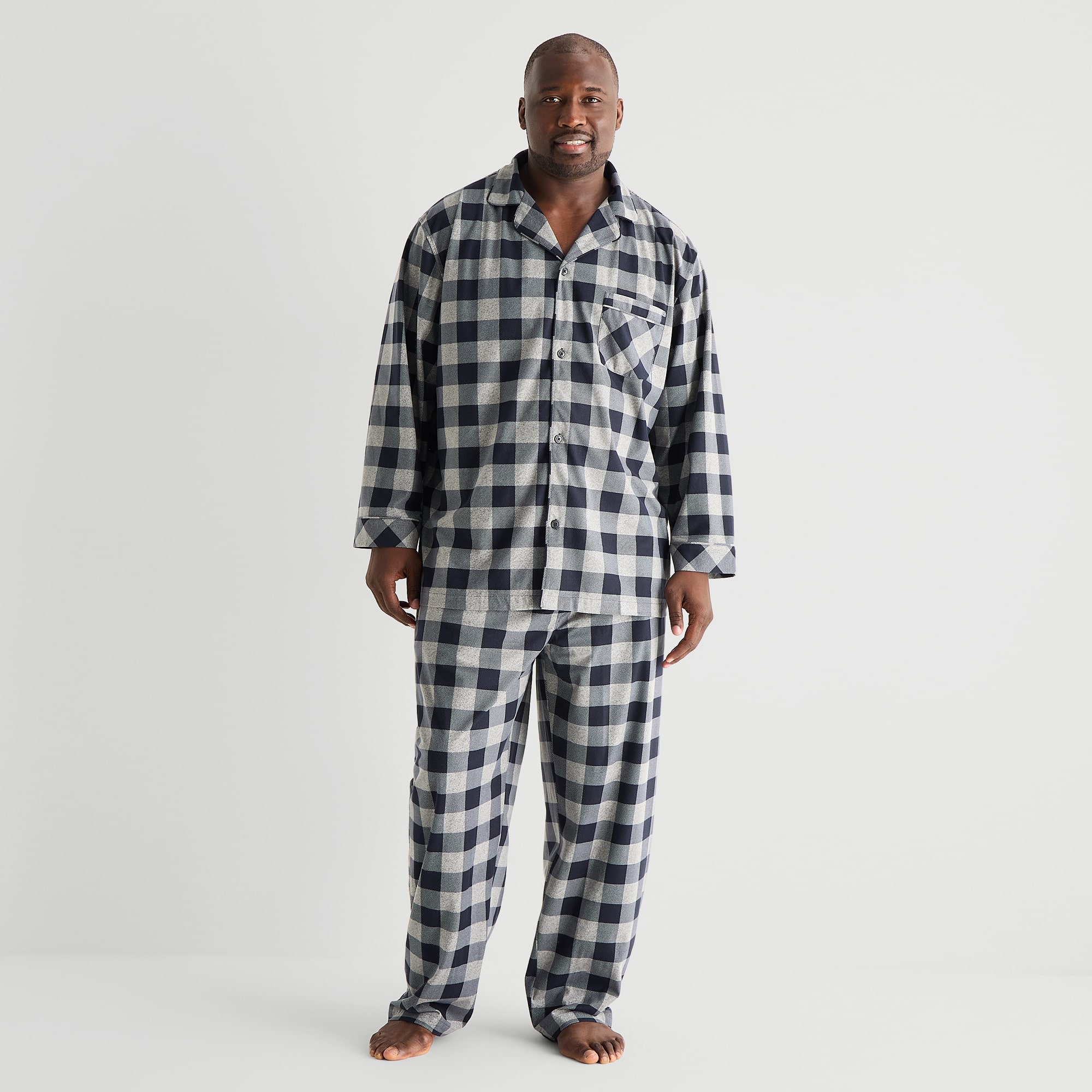 St. John's Bay Mens Fleece Long Sleeve 2-pc. Big and Tall Pajama Set