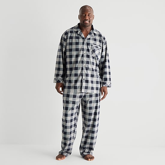 St. John's Bay Mens Fleece Long Sleeve 2-pc. Big and Tall Pajama Set