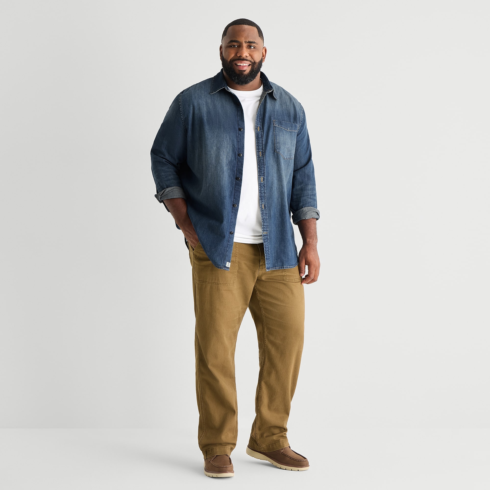 mutual weave Mens Long Sleeve Regular Fit Big and Tall Button-Down Shirt