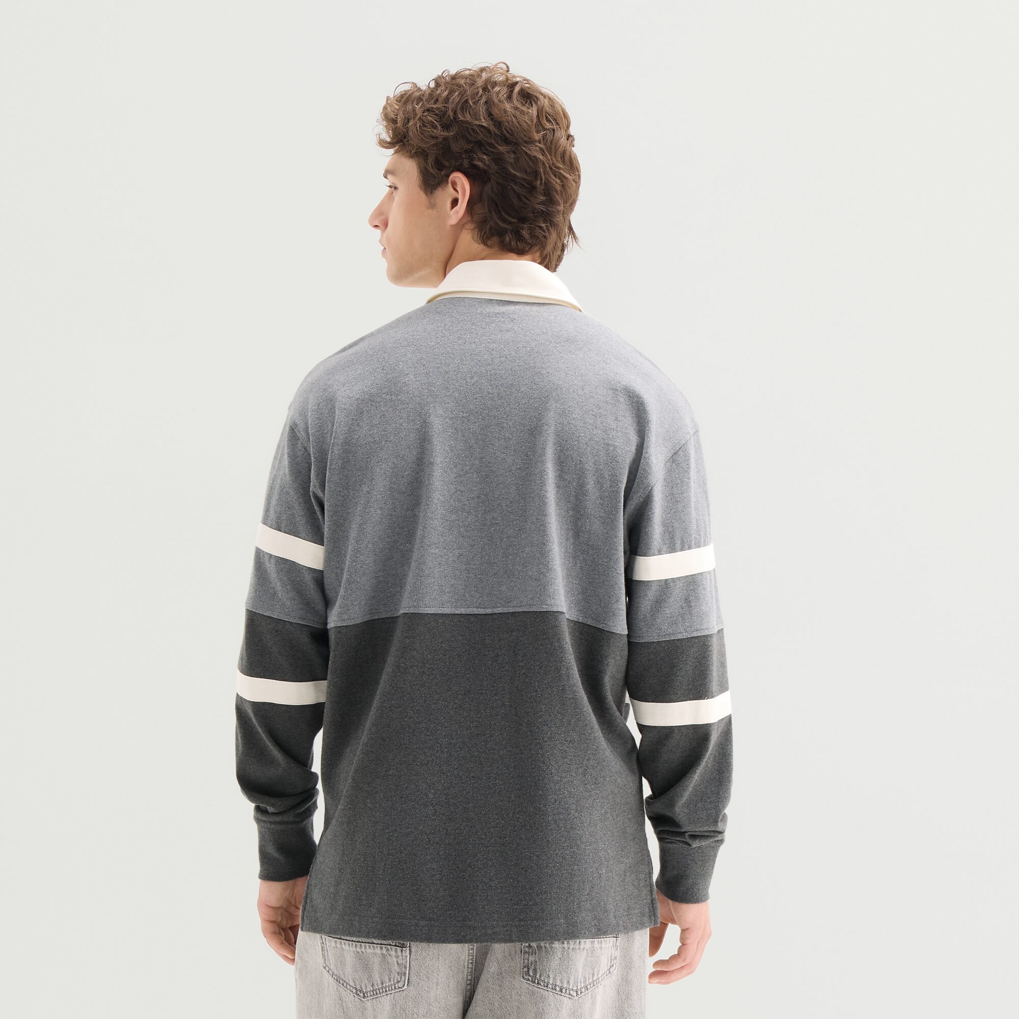 Arizona Mens Crew Neck Long Sleeve Regular Fit Striped Rugby Shirt