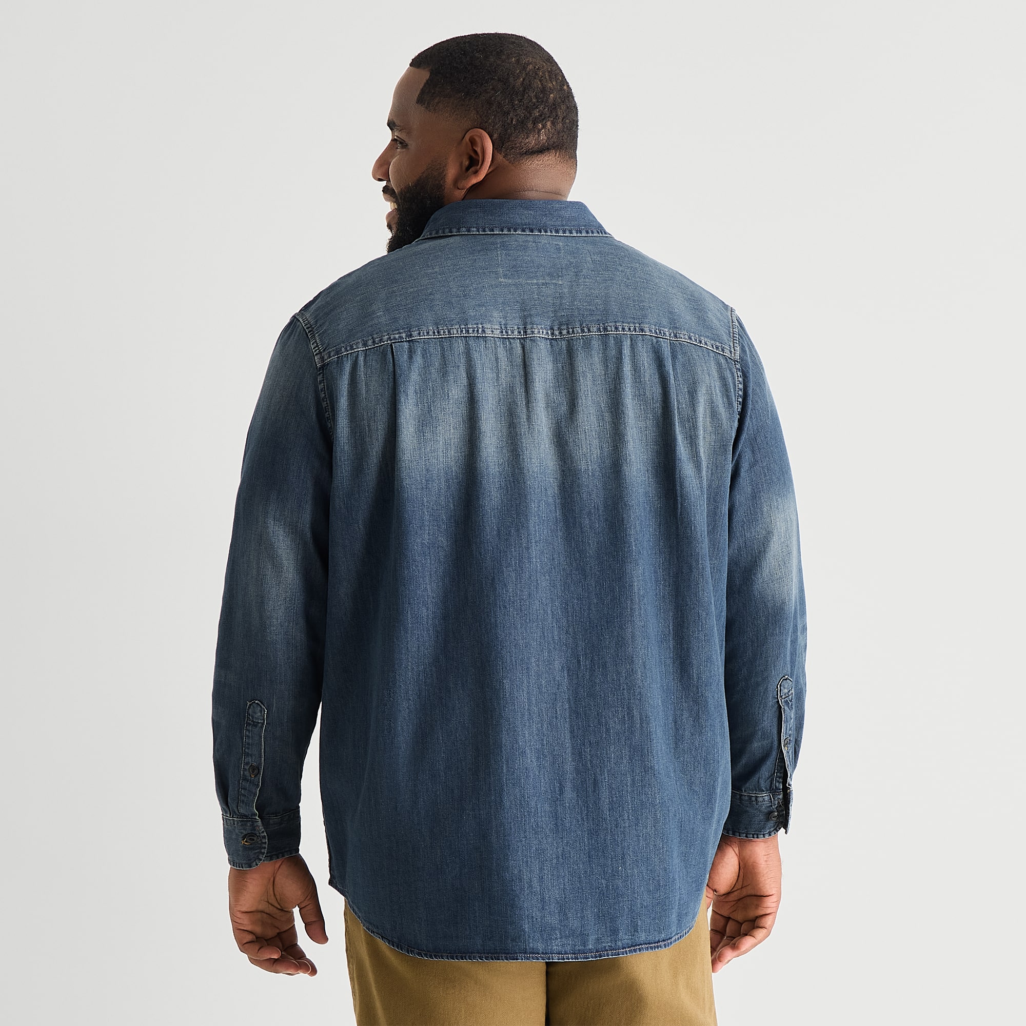 mutual weave Mens Long Sleeve Regular Fit Big and Tall Button-Down Shirt