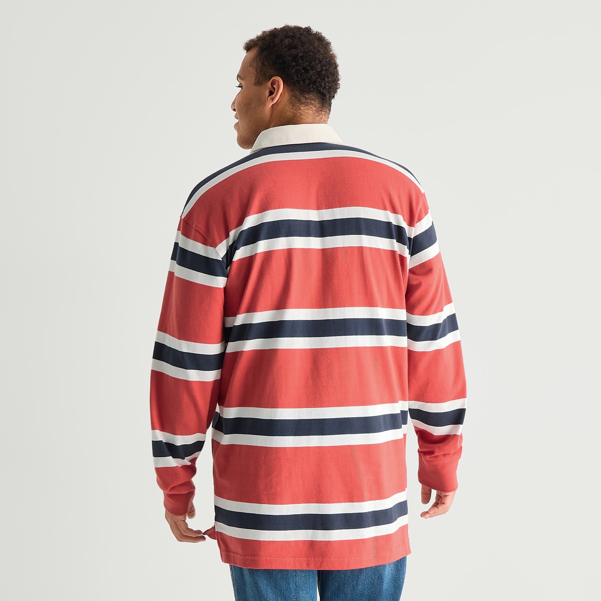 Arizona Mens Long Sleeve Classic Fit Striped Big and Tall Rugby Shirt