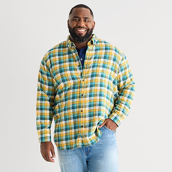 St. John's Bay Mens Long Sleeve Classic Fit Big and Tall Flannel Shirt