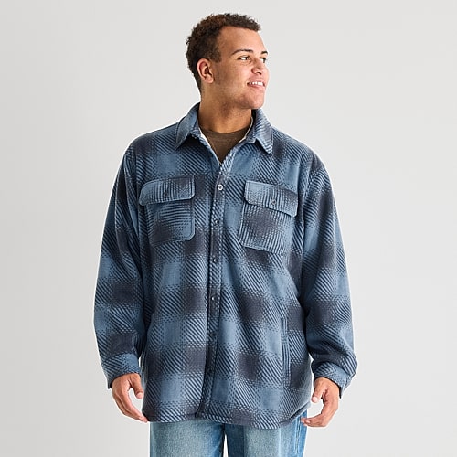 Arizona Mens Fleece Big And Tall Jacket In Blue