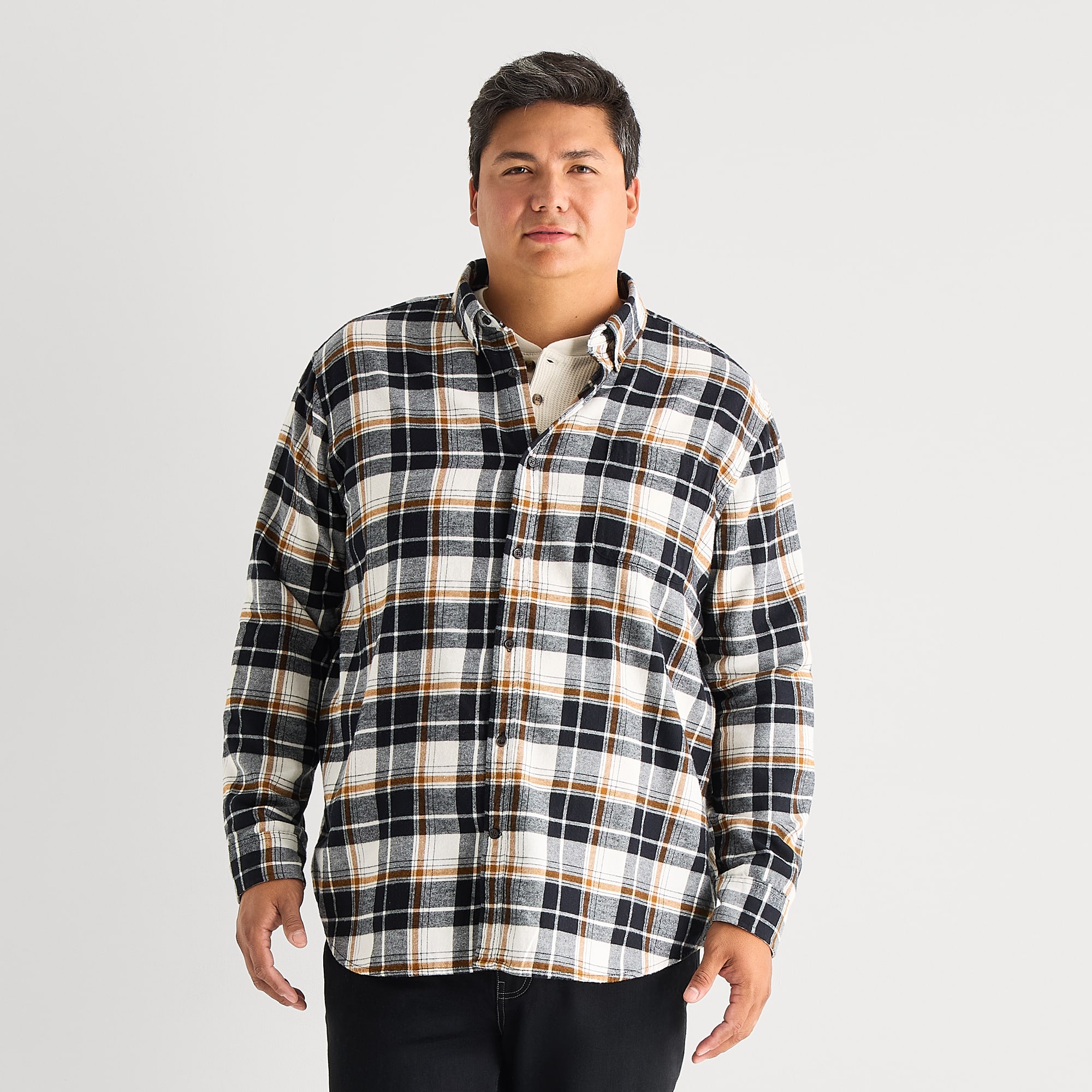 St. John's Bay Mens Long Sleeve Classic Fit Big and Tall Flannel Shirt