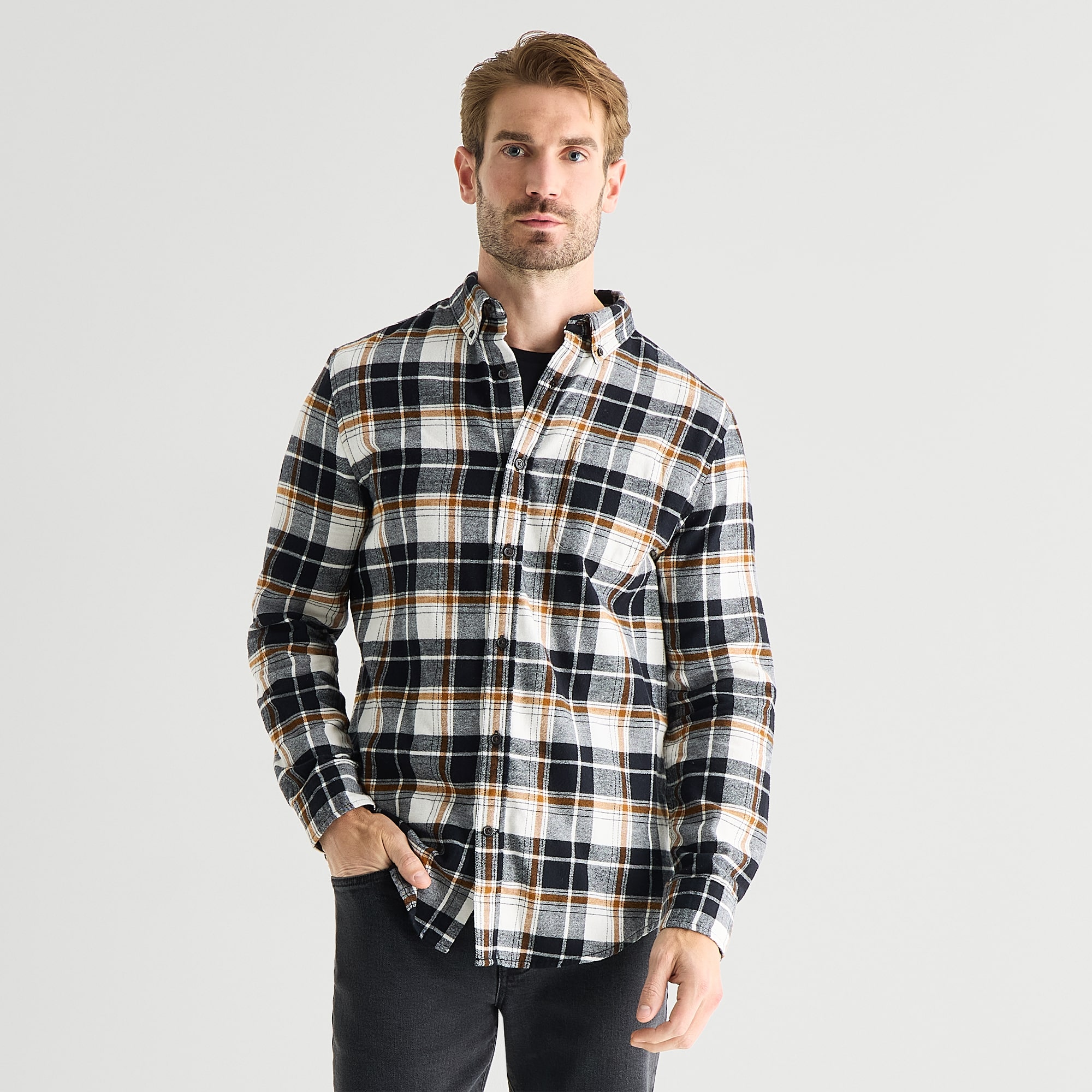 St. John's Bay Mens Long Sleeve Classic Fit Flannel Shirt