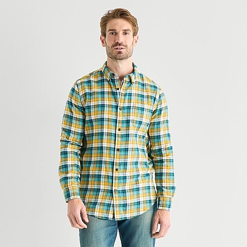St. John's Bay Mens Long Sleeve Classic Fit Flannel Shirt In Yellow