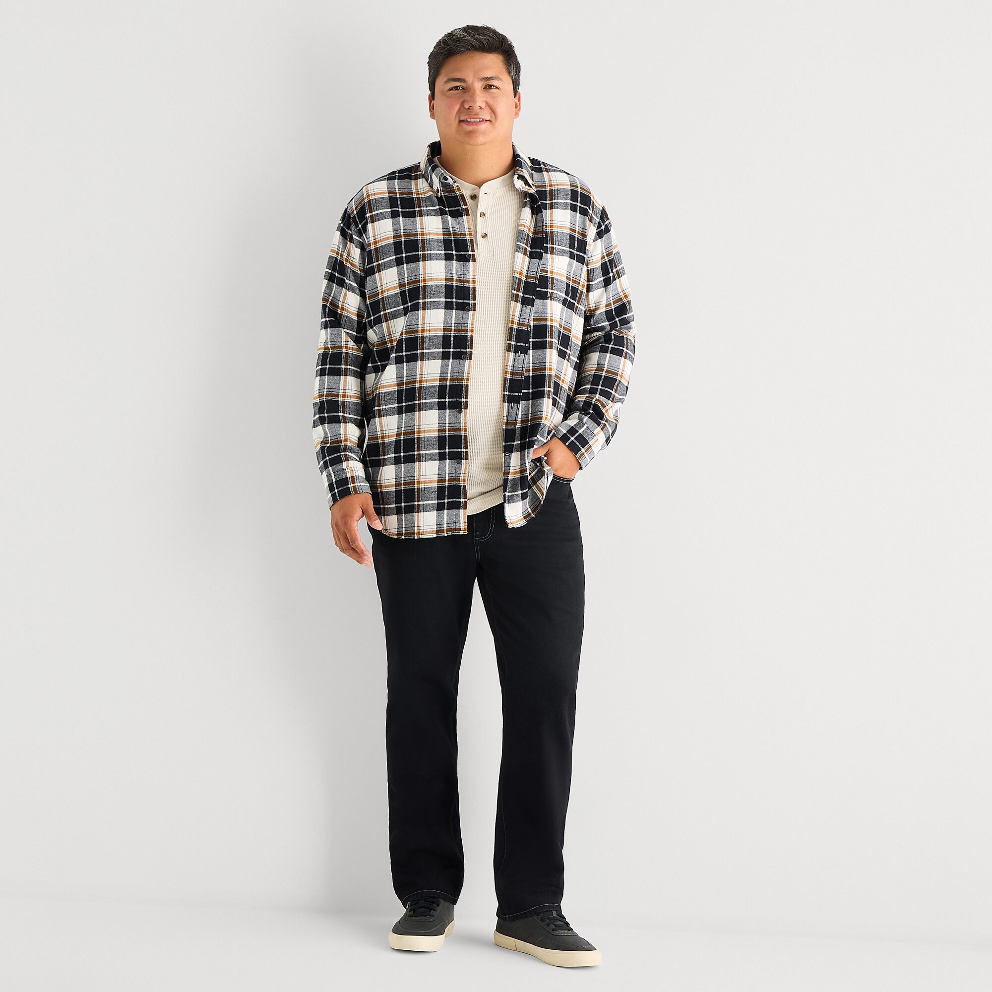 St. John's Bay Mens Long Sleeve Classic Fit Big and Tall Flannel Shirt