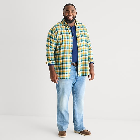 St. John's Bay Mens Long Sleeve Classic Fit Big and Tall Flannel Shirt