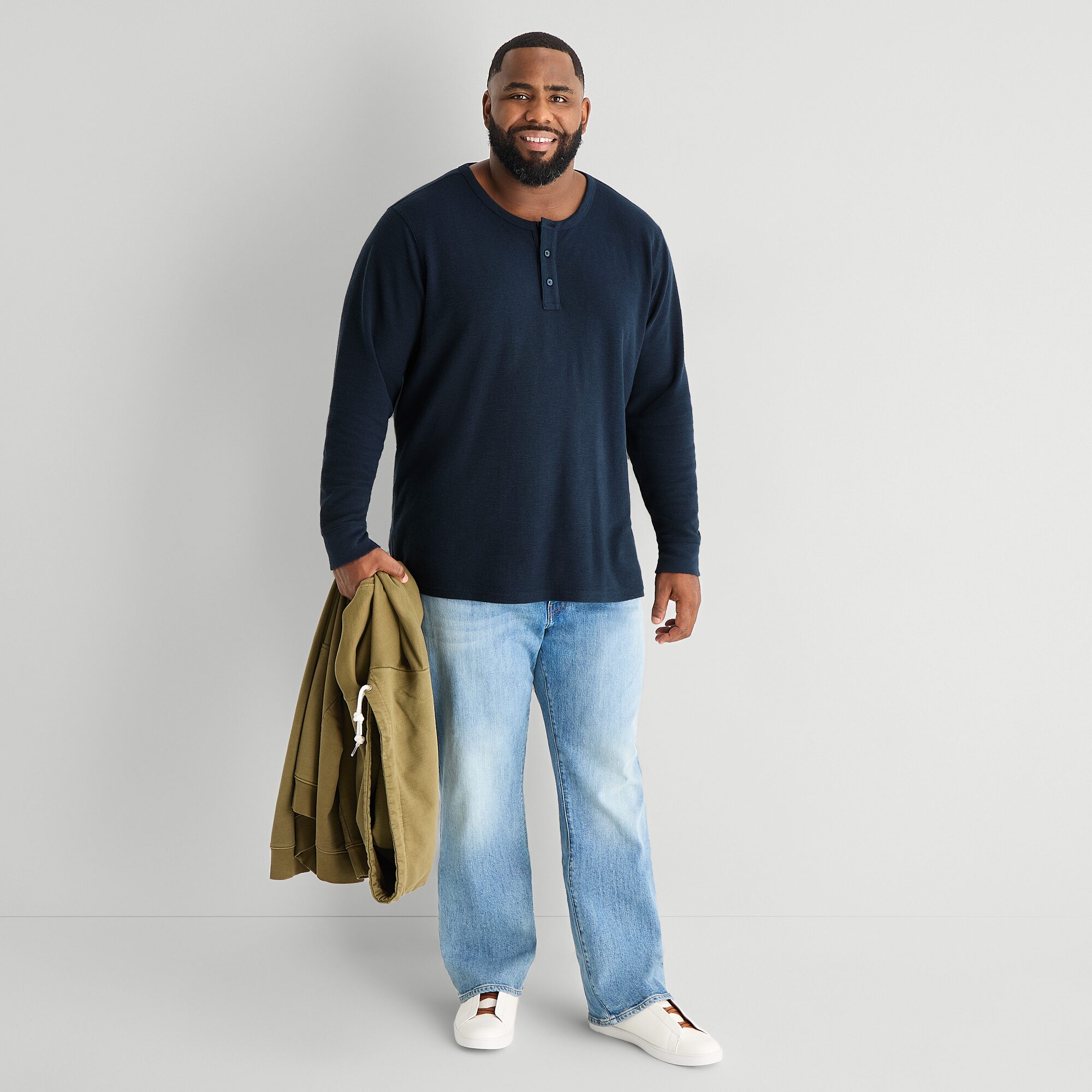 mutual weave Mens Henley Neck Long Sleeve Regular Fit Big and Tall Thermal Top