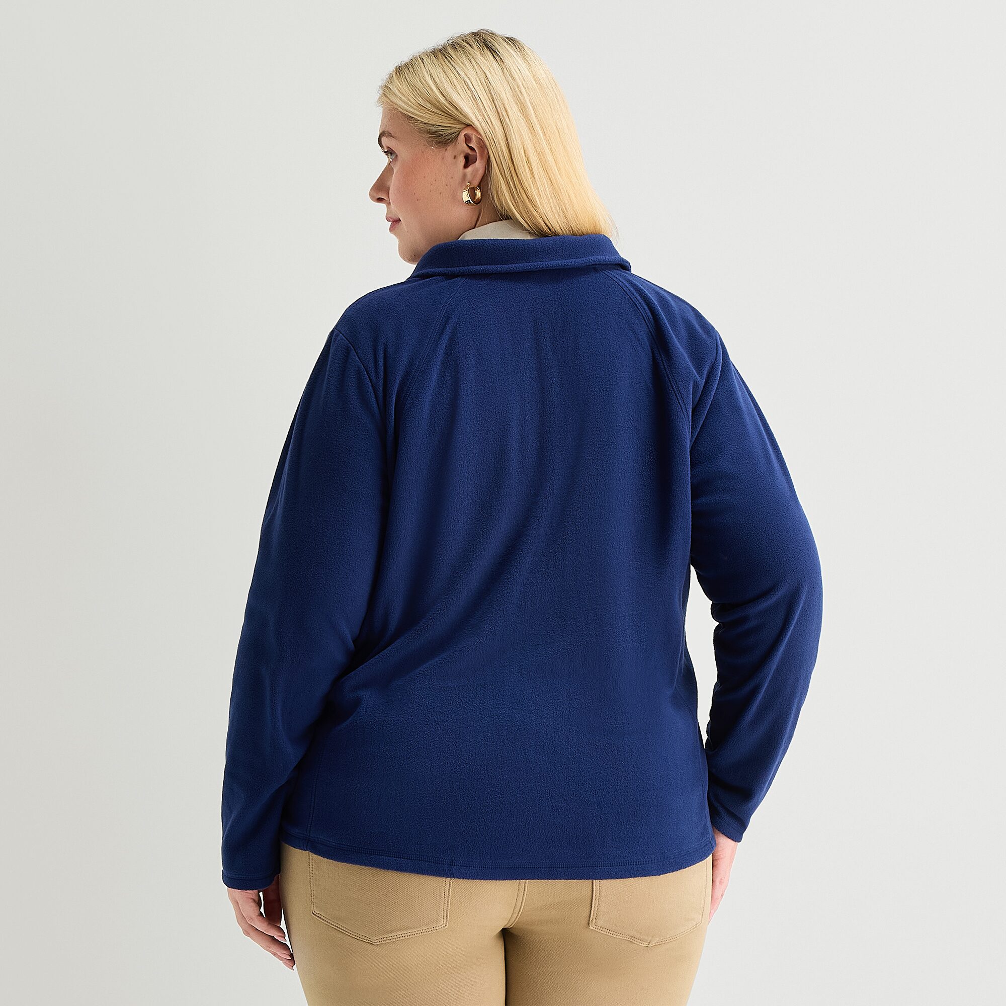 St. John's Bay Womens Plus Mock Neck Long Sleeve Quarter-Zip Pullover