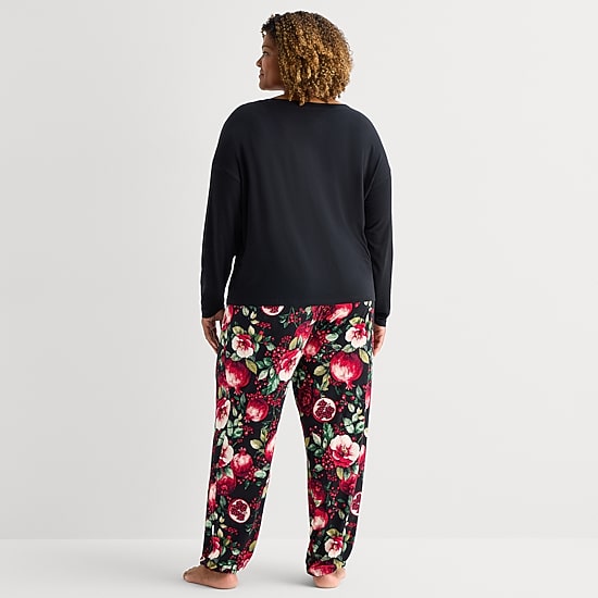 Liz Claiborne Cool and Calm Womens V-Neck Long Sleeve 2-pc. Pajama Set