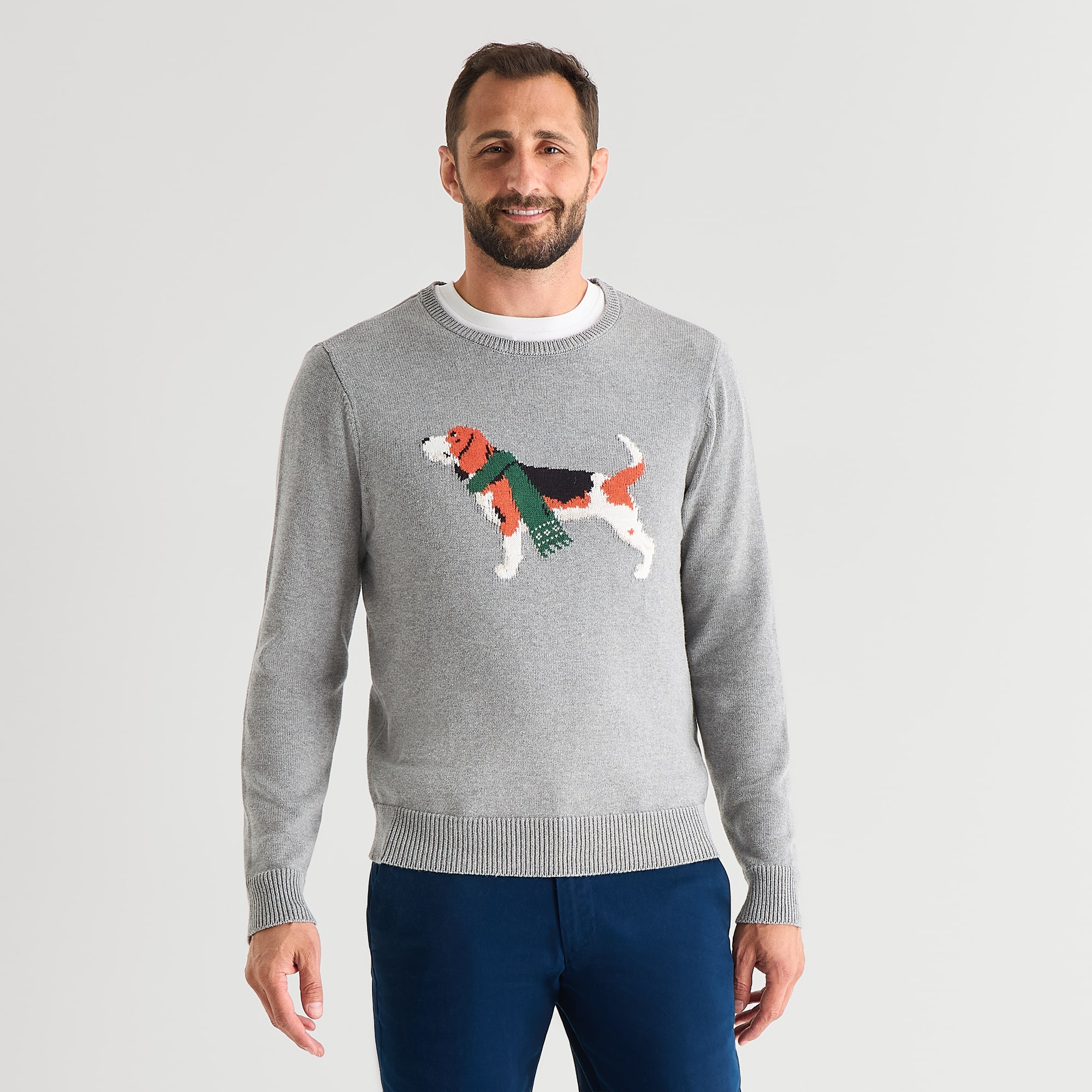 St. John's Bay Intarsia Mens Crew Neck Long Sleeve Pullover Sweater