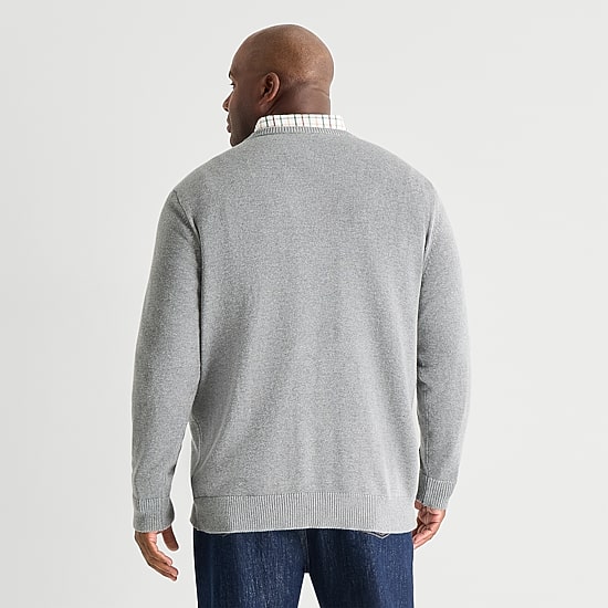 St. John's Bay Intarsia Dog Big and Tall Mens Crew Neck Long Sleeve Pullover Sweater