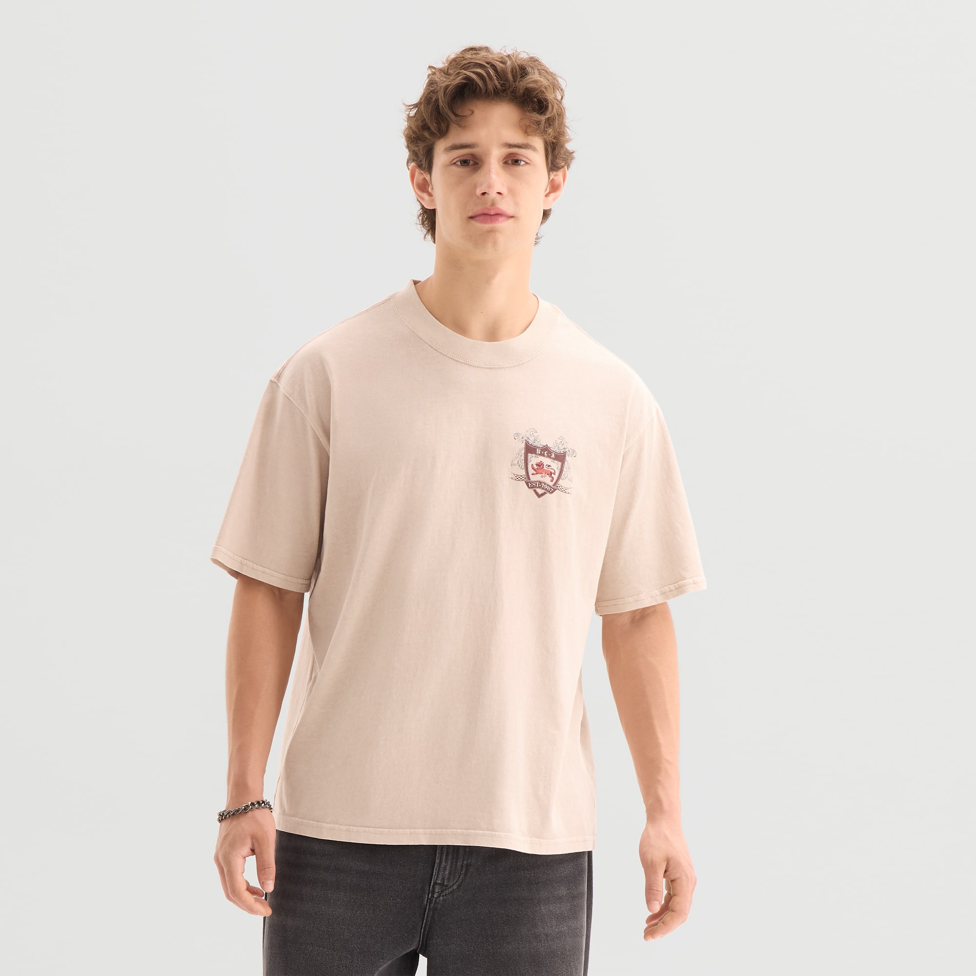 Arizona Mens Crew Neck Short Sleeve Boxy Fit Graphic T-Shirt