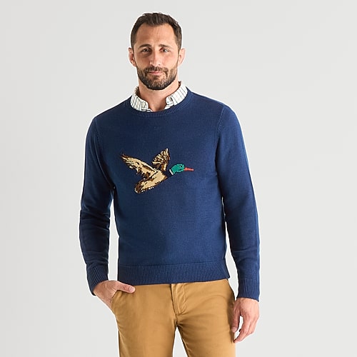 St. John's Bay Intarsia Mens Crew Neck Long Sleeve Pullover Sweater In Blue