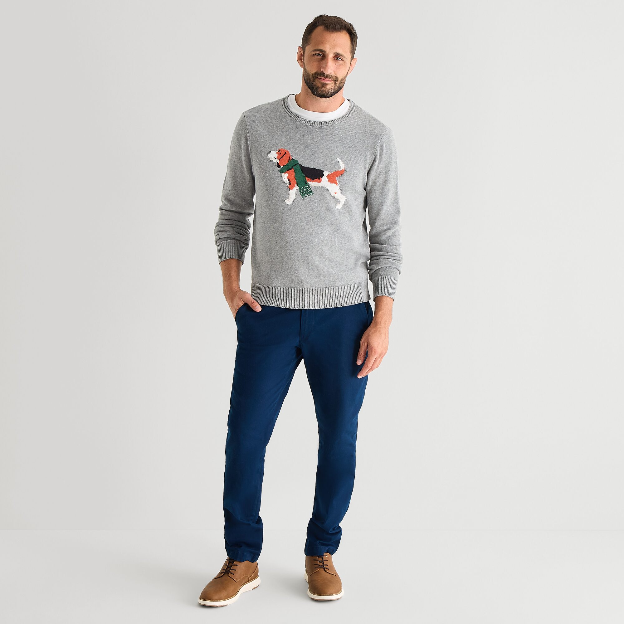 St. John's Bay Intarsia Mens Crew Neck Long Sleeve Pullover Sweater
