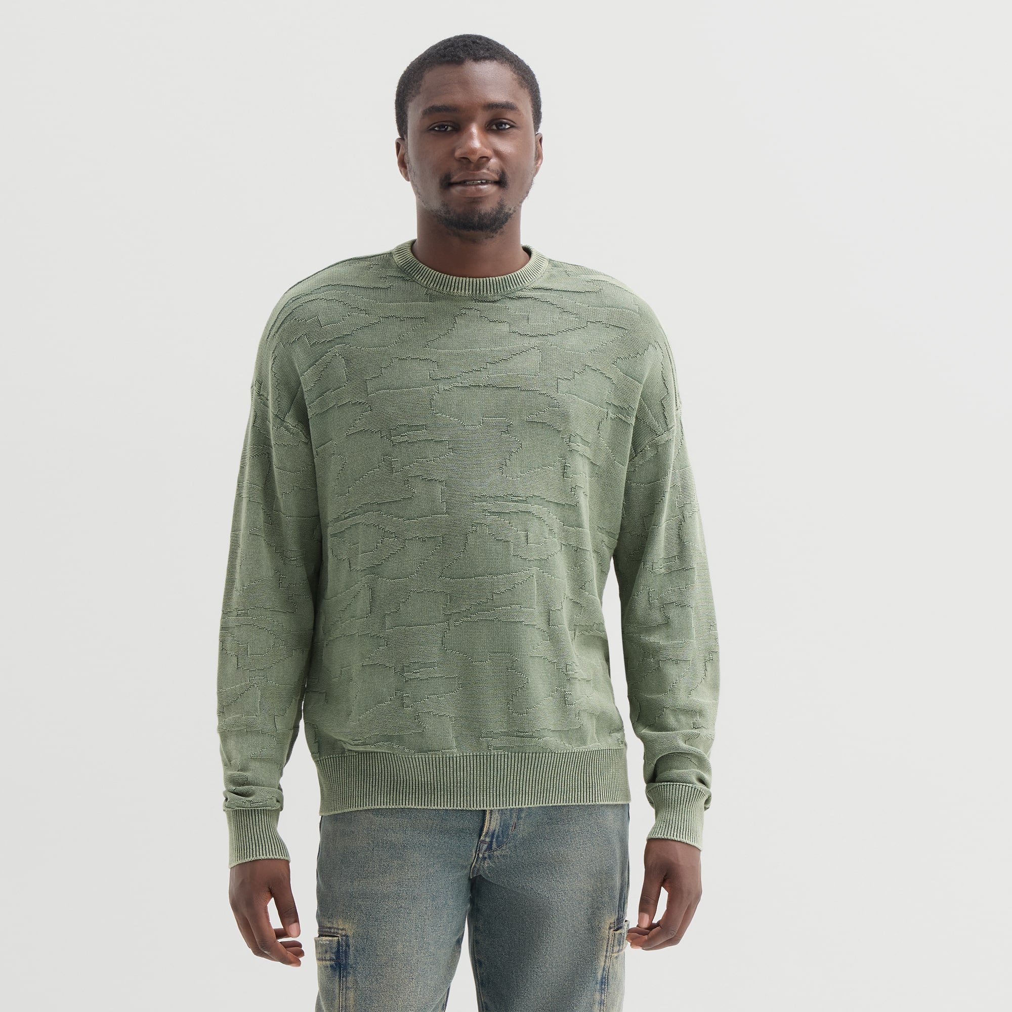 Arizona Mens Crew Neck Long Sleeve Pullover Sweater