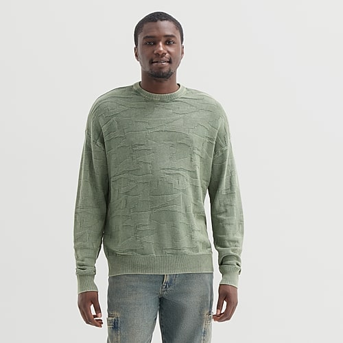 Arizona Mens Crew Neck Long Sleeve Pullover Sweater In Green