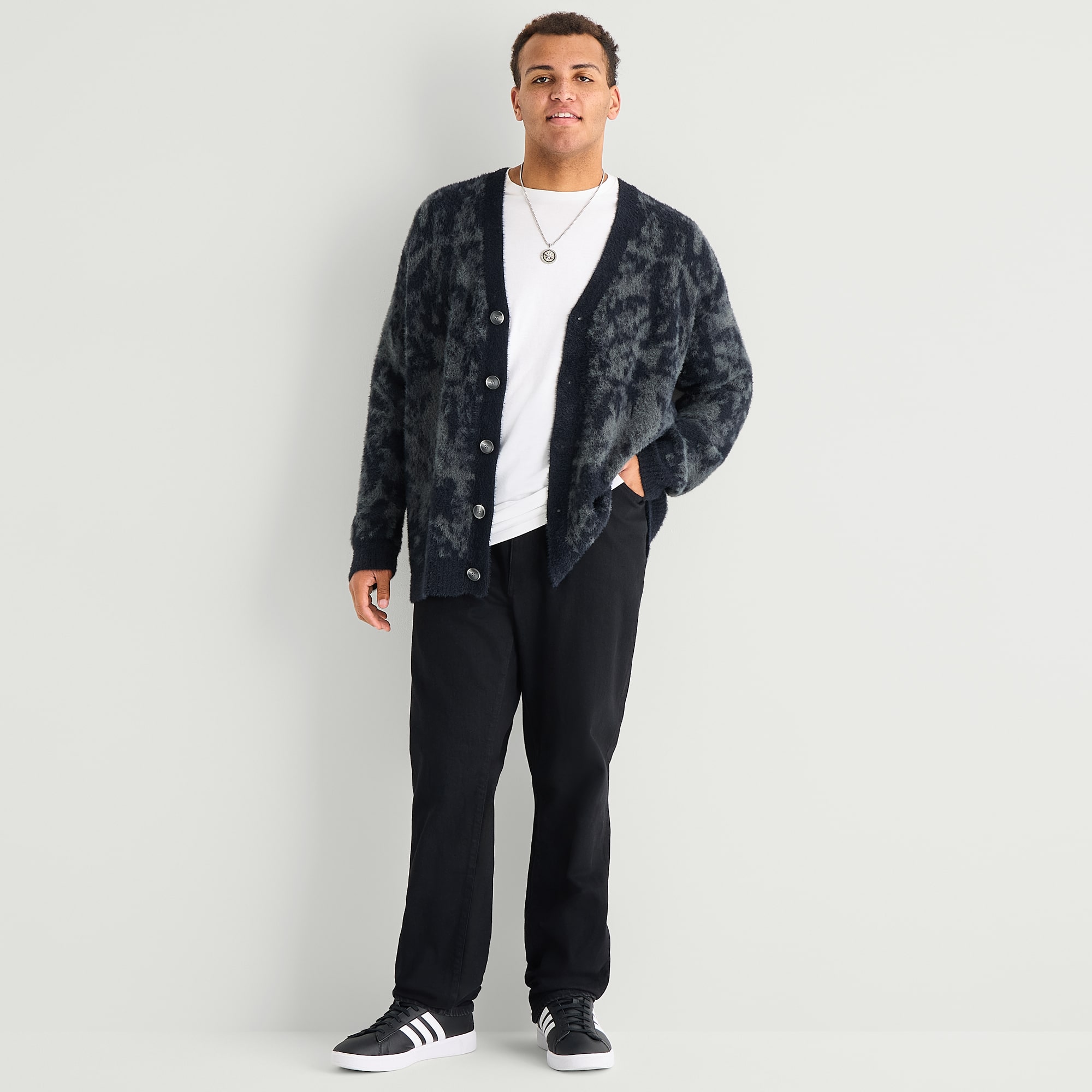 Arizona Mens V Neck Long Sleeve Button Big and Tall Cardigan