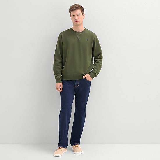 U.S. Polo Assn. Fleece Mens Crew Neck Long Sleeve Embroidered Sweatshirt