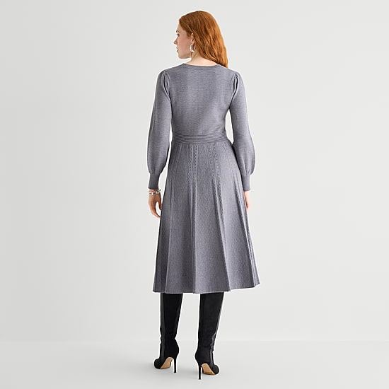 Danny & Nicole Womens Long Sleeve Midi Sweater Dress