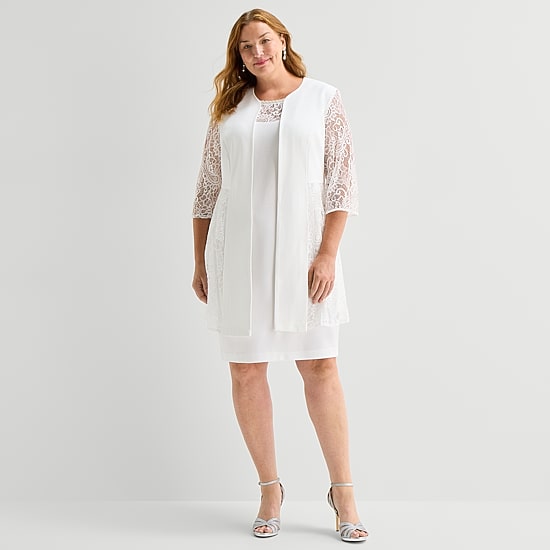 Maya Brooke Womens Plus Jacket Dress