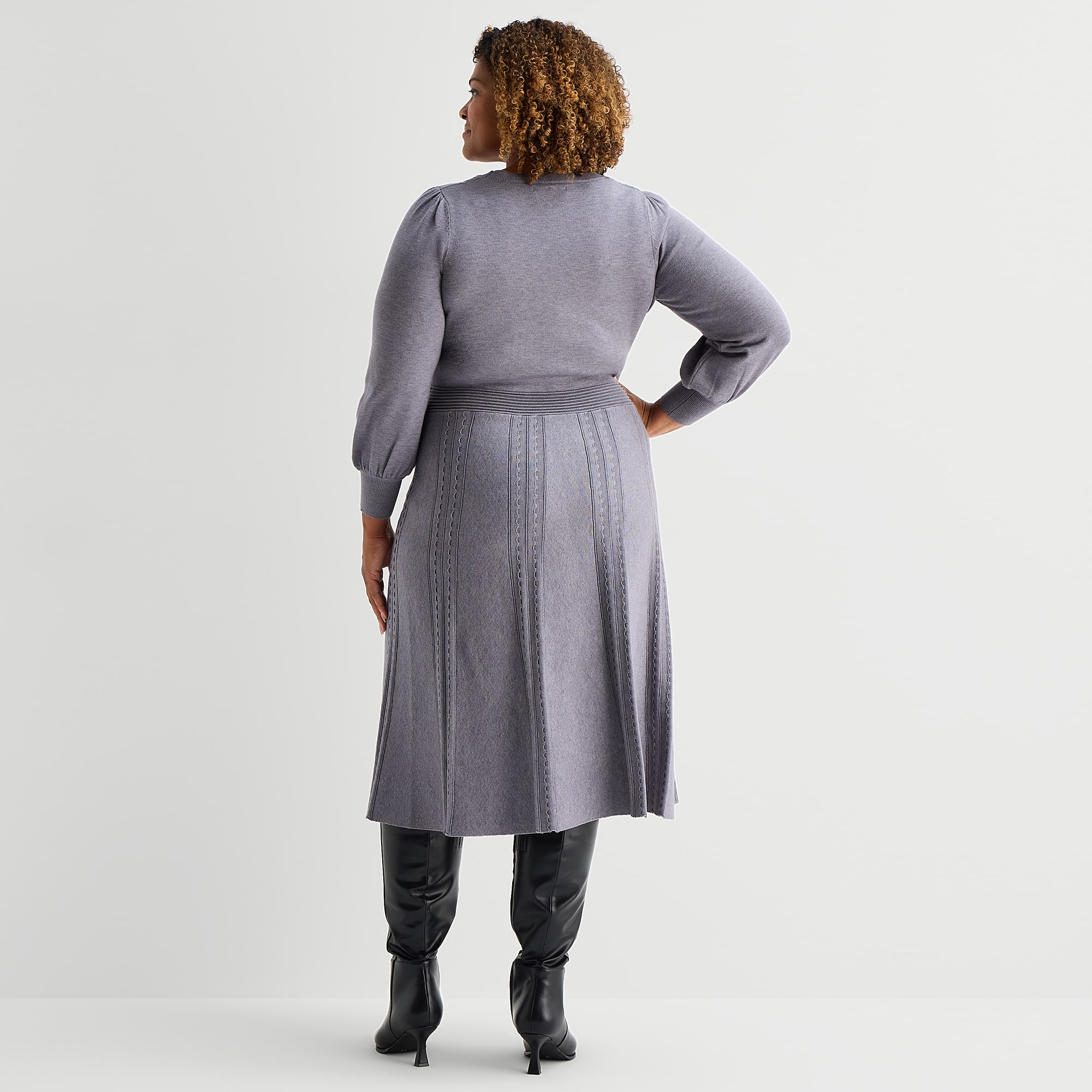Danny & Nicole Womens Plus Long Sleeve Midi Sweater Dress