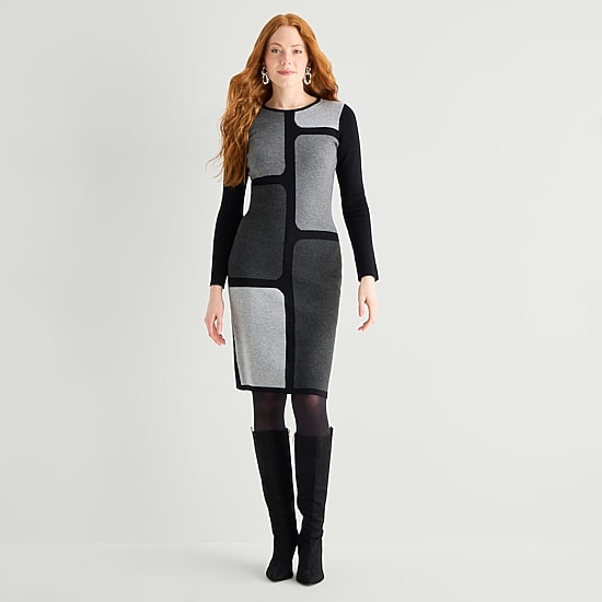 Danny & Nicole Womens Long Sleeve Sweater Dress