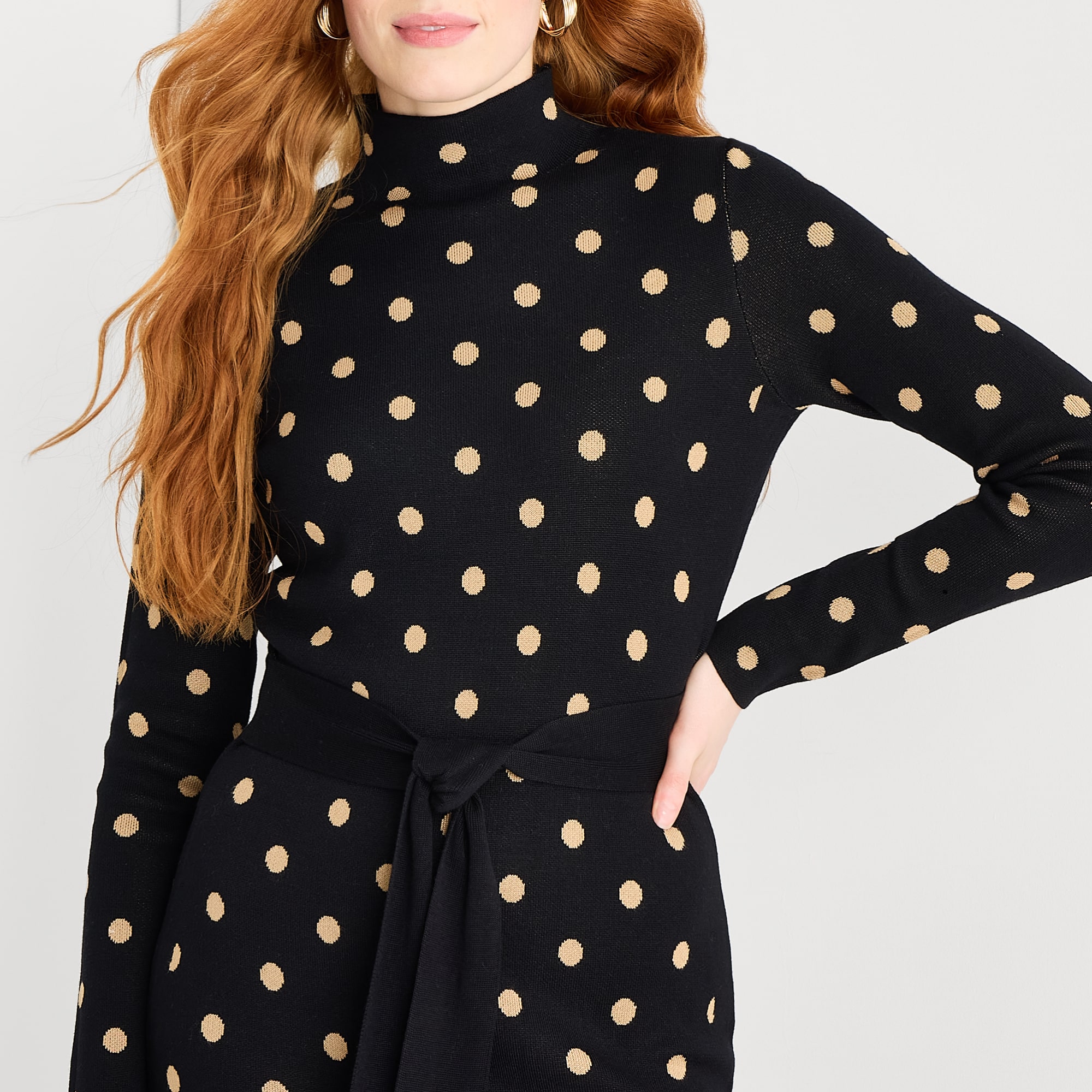 Danny & Nicole Womens Long Sleeve Dots Midi Sweater Dress