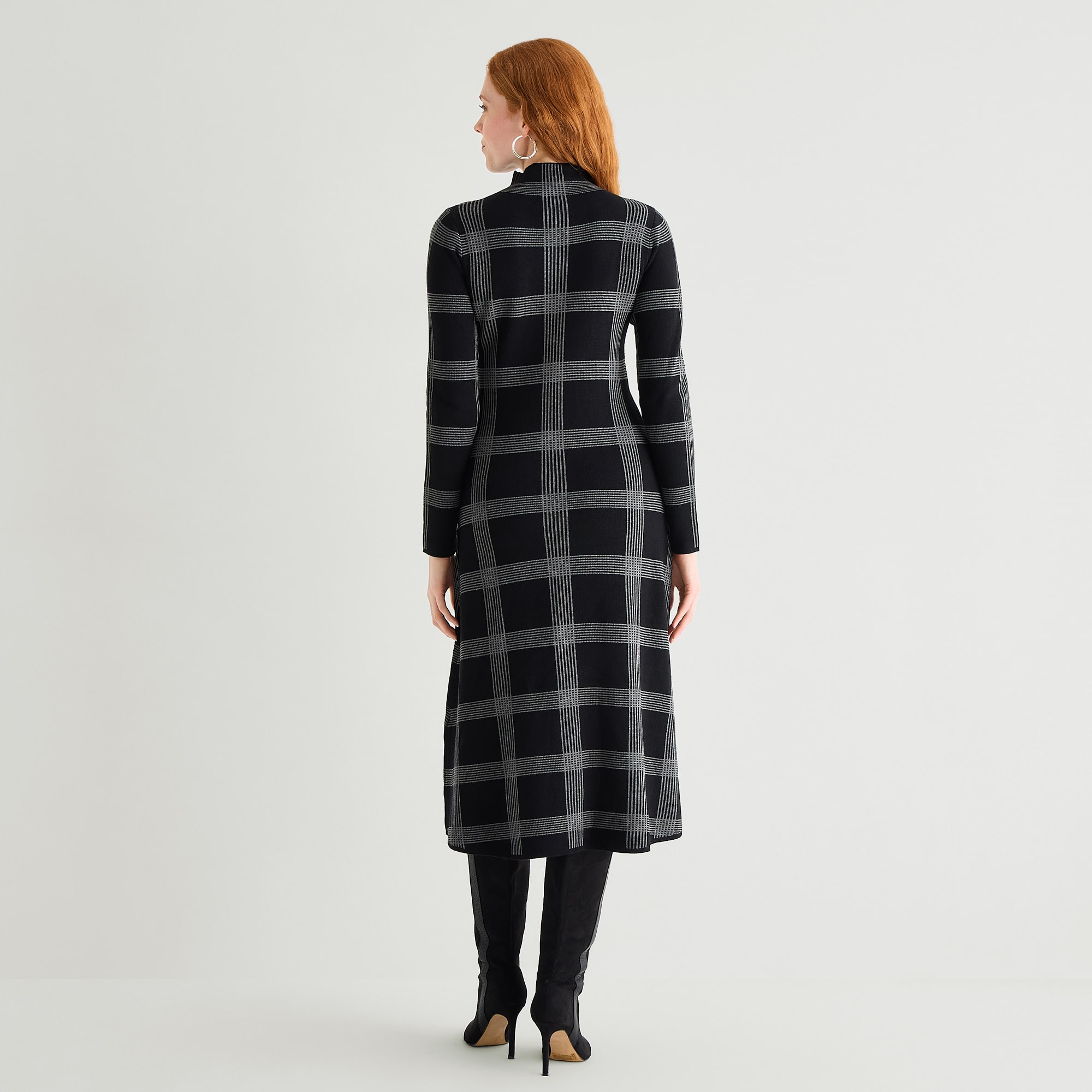 Danny & Nicole Womens Long Sleeve Windowpane Midi Sweater Dress