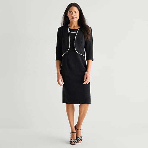Maya Brooke Womens Jacket Dress In Black