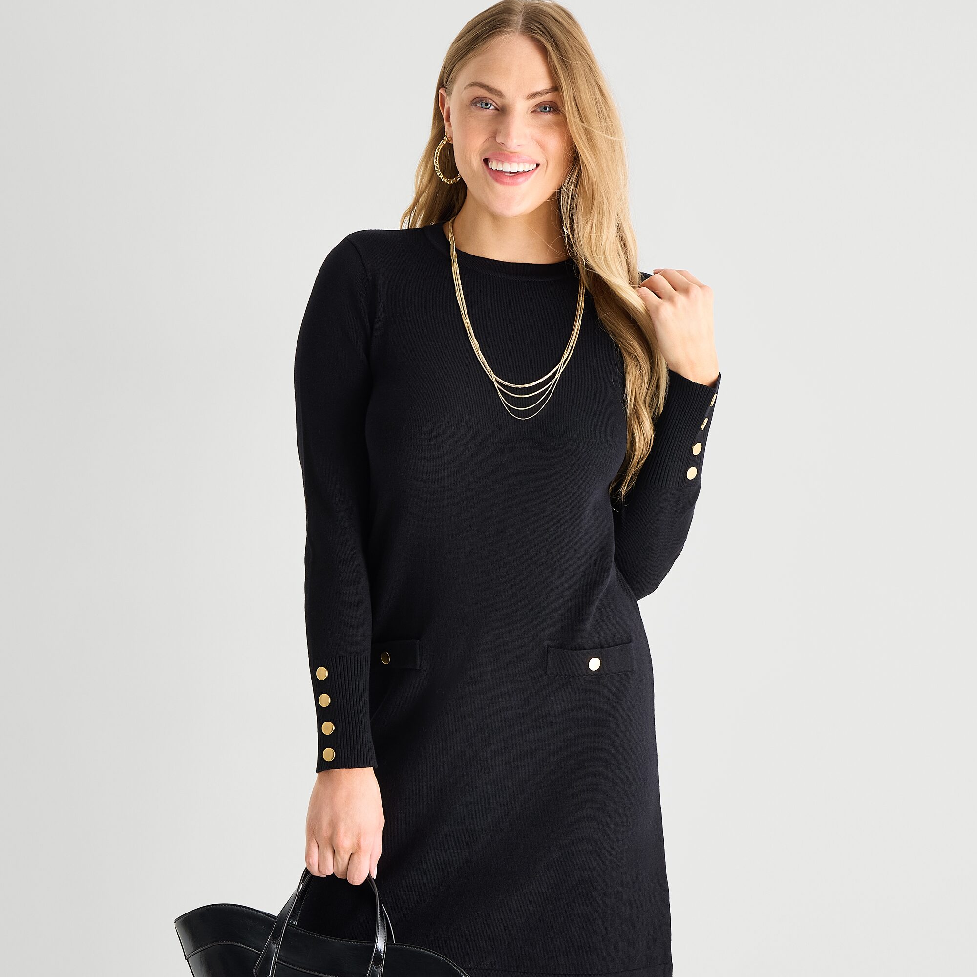 Jessica Howard Womens Long Sleeve Sweater Dress