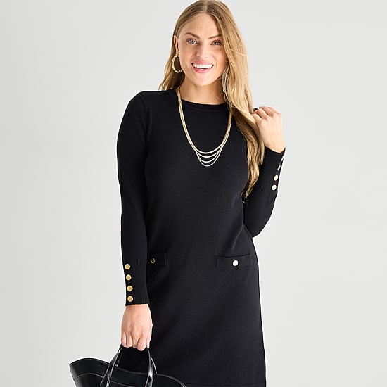 Jessica Howard Womens Long Sleeve Sweater Dress