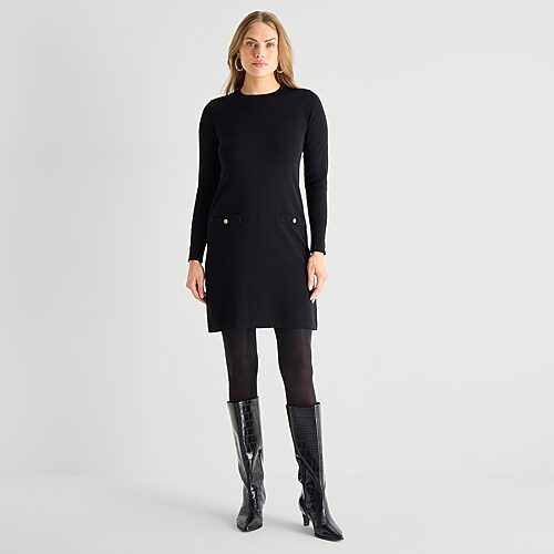 Jessica Howard Womens Long Sleeve Sweater Dress In Black
