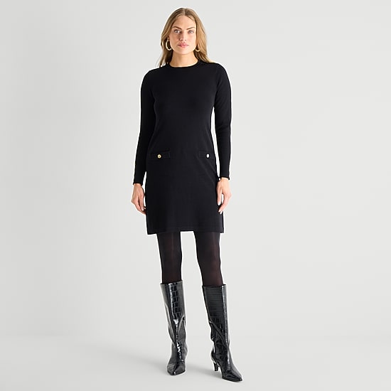 Jessica Howard Womens Long Sleeve Sweater Dress