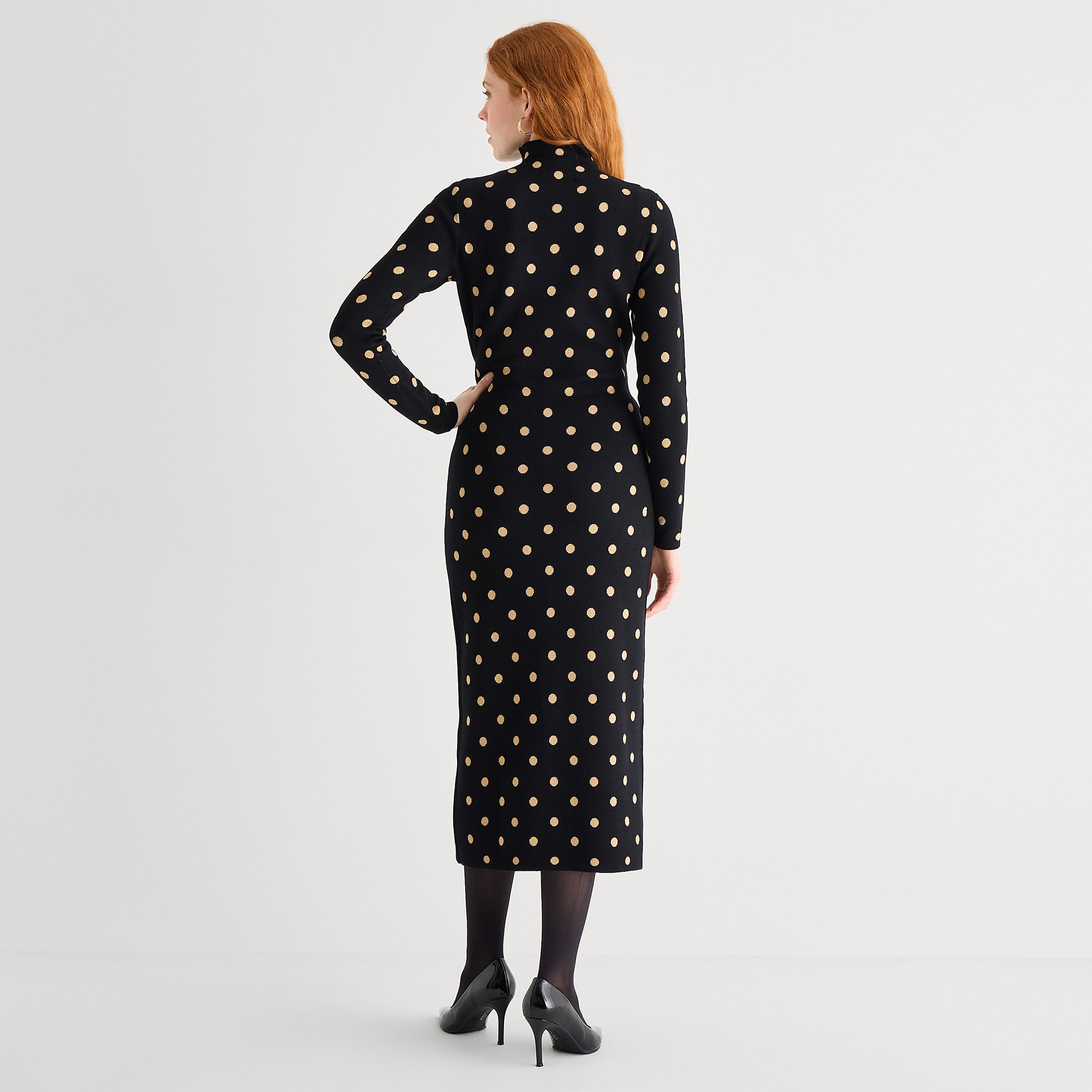 Danny & Nicole Womens Long Sleeve Dots Midi Sweater Dress