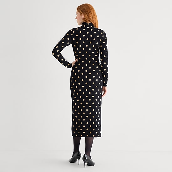 Danny & Nicole Womens Long Sleeve Dots Midi Sweater Dress