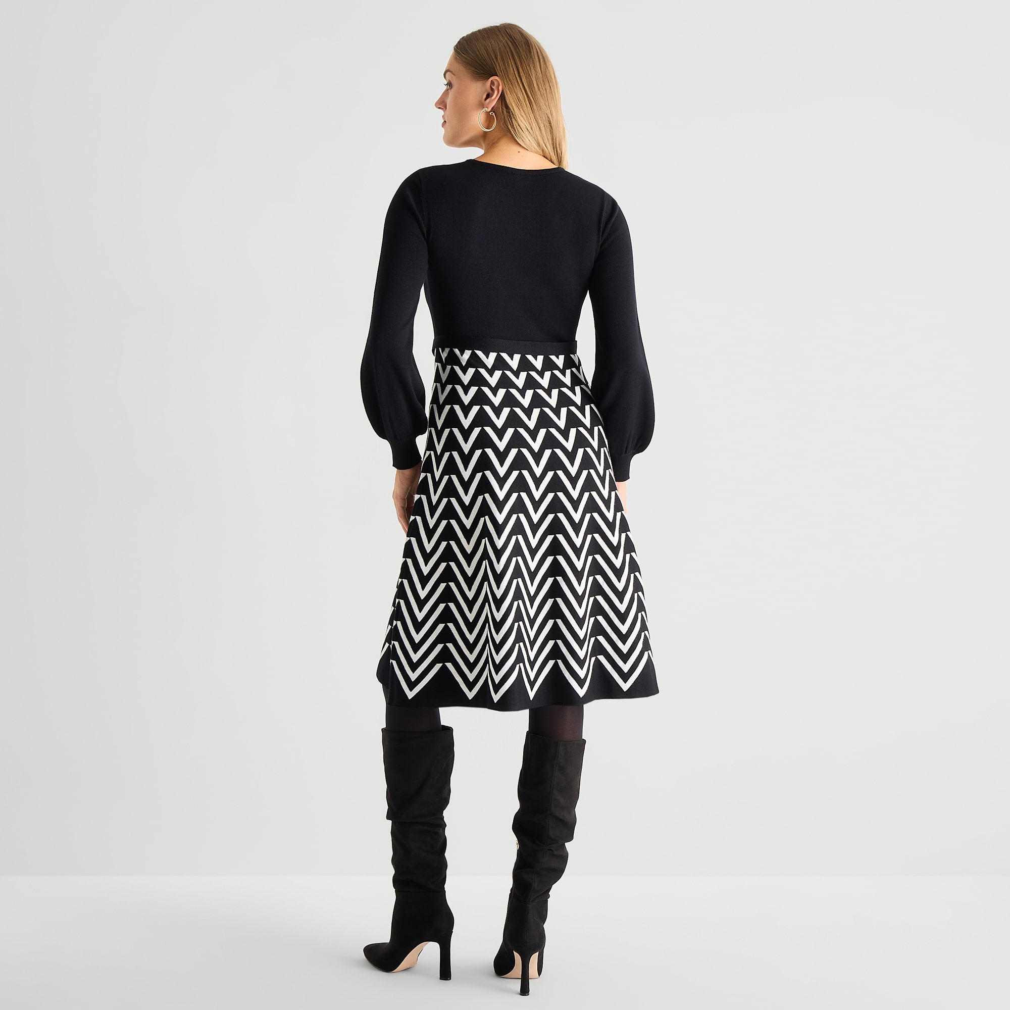 Jessica Howard Womens Long Sleeve Chevron Sweater Dress
