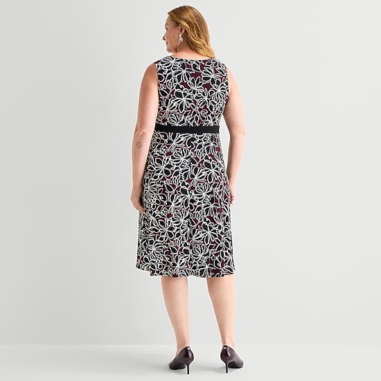 Studio 1 Womens Plus Midi Floral Jacket Dress
