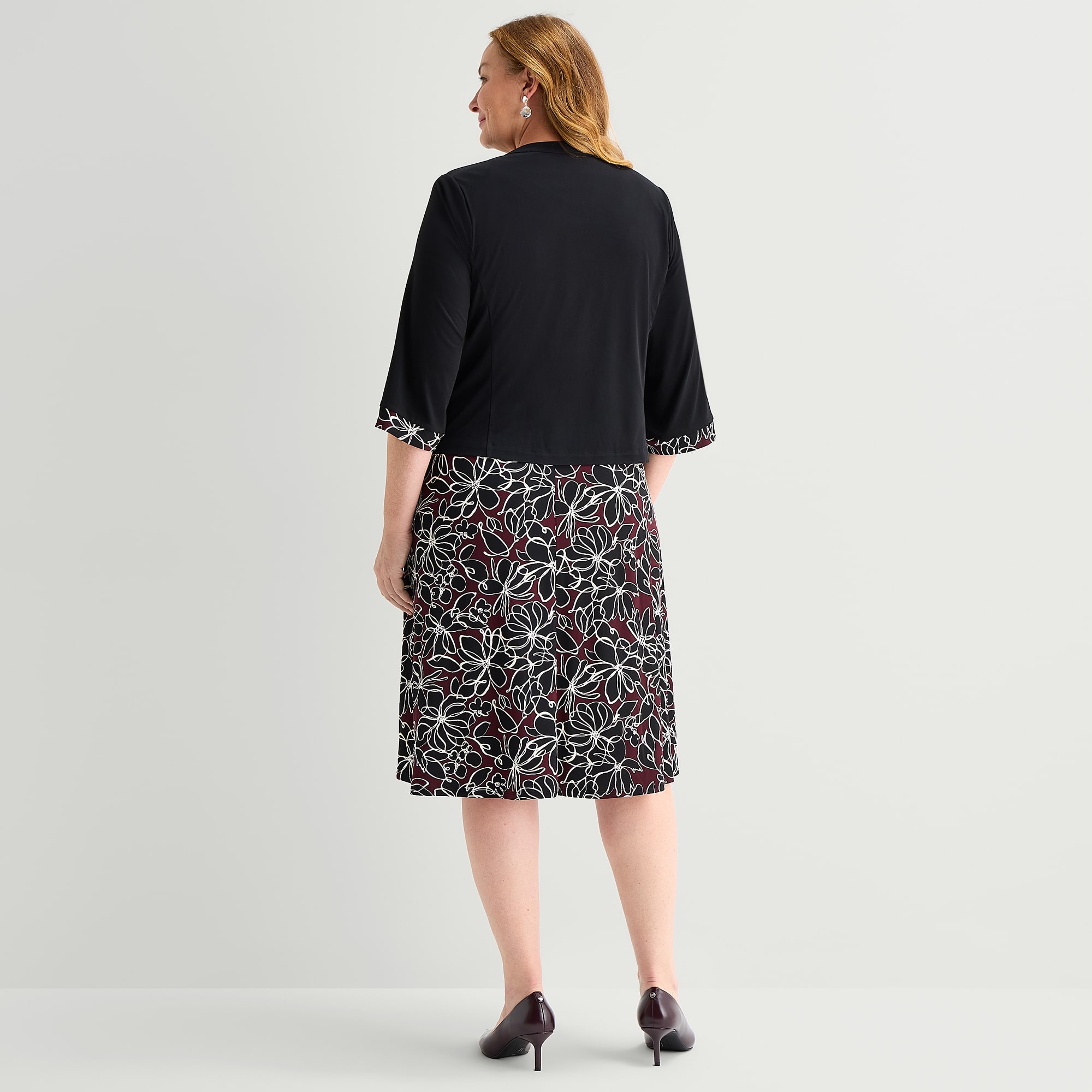 Studio 1 Womens Plus Midi Floral Jacket Dress