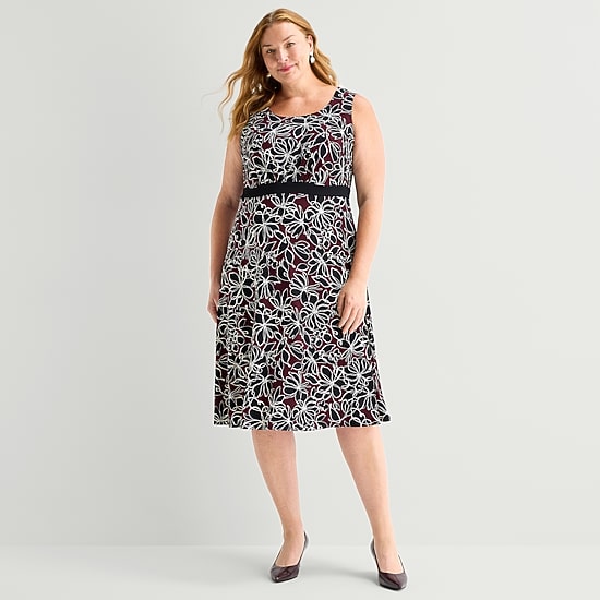 Studio 1 Womens Plus Midi Floral Jacket Dress