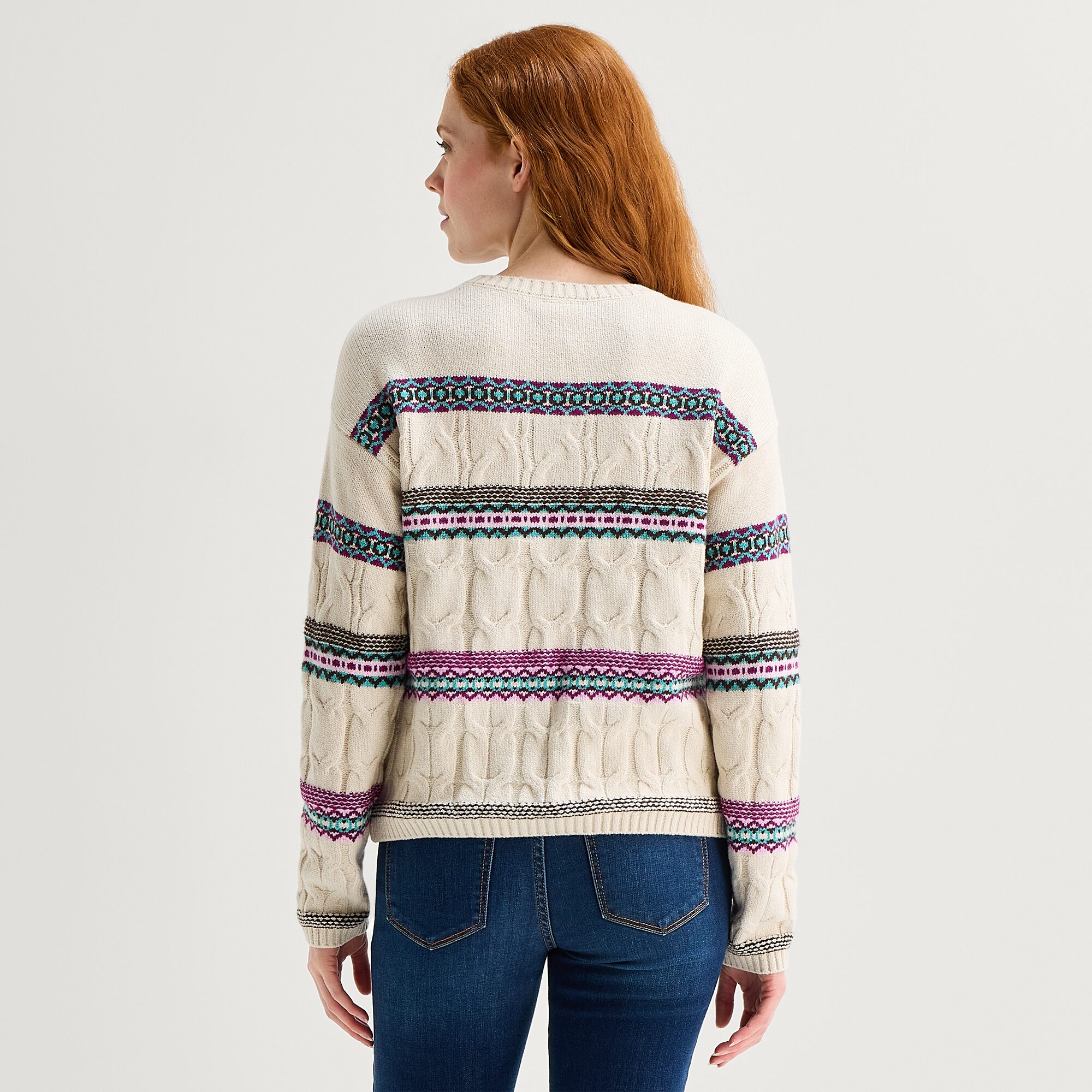 St. John's Bay Womens Long Sleeve Striped Pullover Sweater