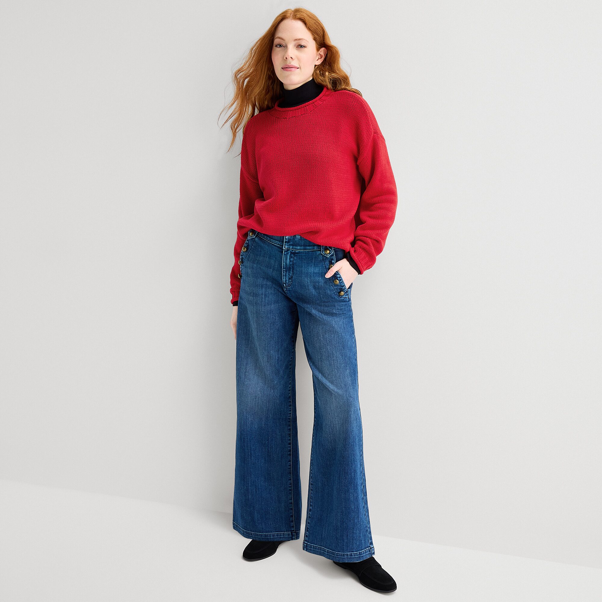 St. John's Bay Womens Turtleneck Long Sleeve Pullover Sweater