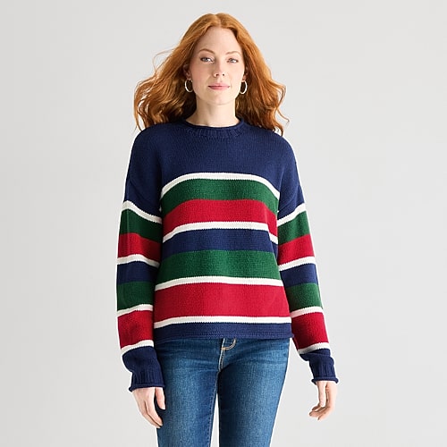St. John's Bay Womens Rollneck Long Sleeve Pullover Sweater In Blue