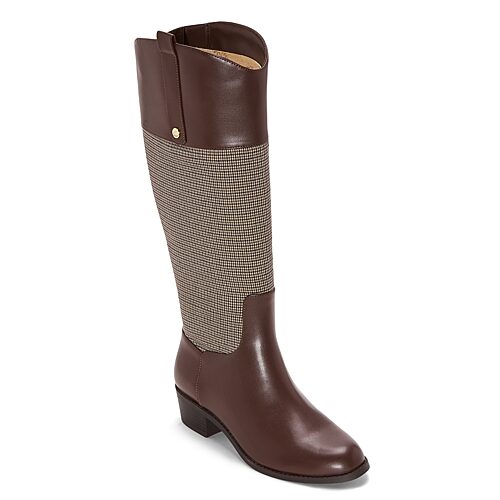 Liz Claiborne Womens Tealing Stacked Heel Riding Boots In Brown