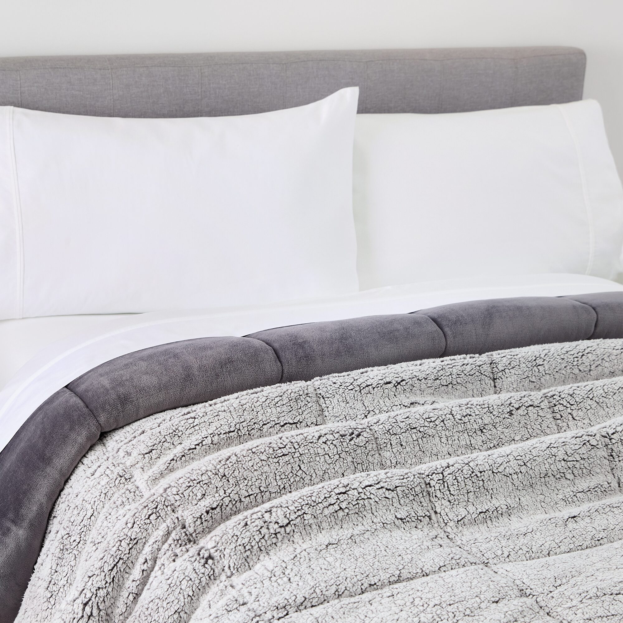 North Pole Trading Co. Solid Faux Mink To Sherpa Reversible Comforter